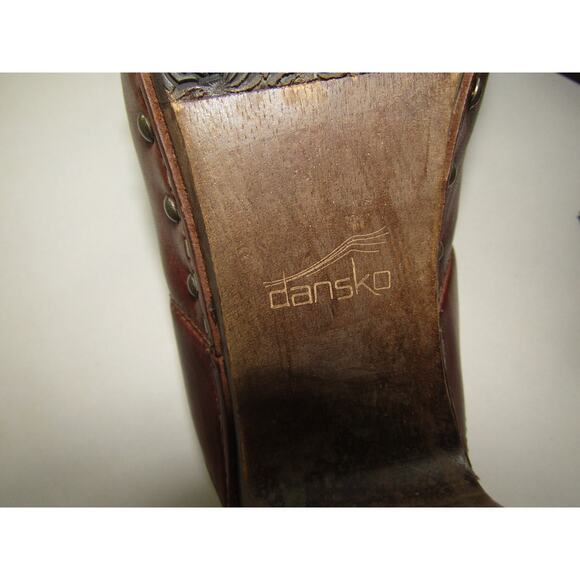 Dansko Brown Leather Clog Mules Size 38 (US 7.5–8) Studded Heel Slip-On - Picture 7 of 9